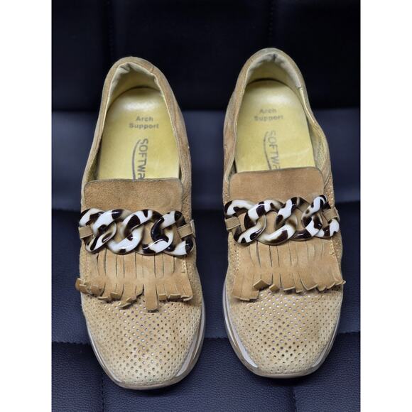 SoftWaves Cadie Beige Leather Slip On Arch Support Platform Shoes EU39 US8 - Picture 1 of 6